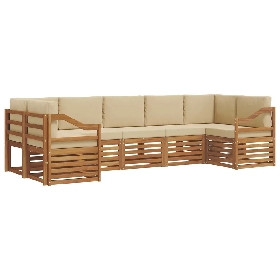Ensemble de canapé d'angle avec coussin 7 pcs Naturel et Beige - 2