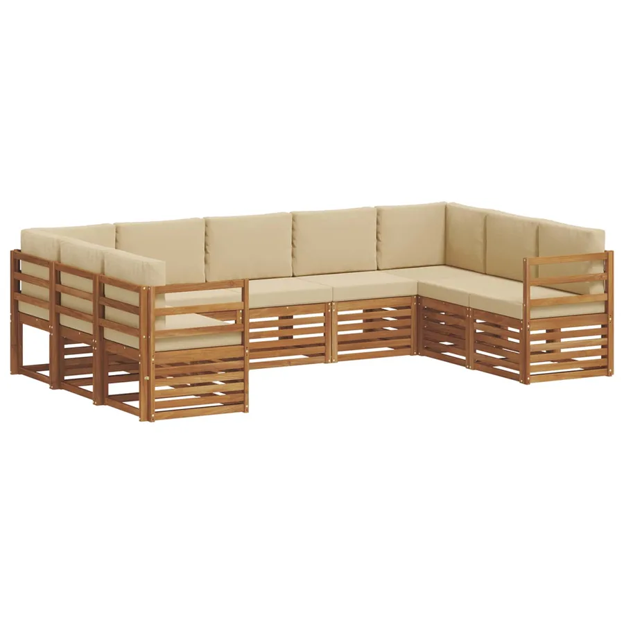 Ensemble de canapé d'angle avec coussin 9 pcs Naturel et Beige - 2