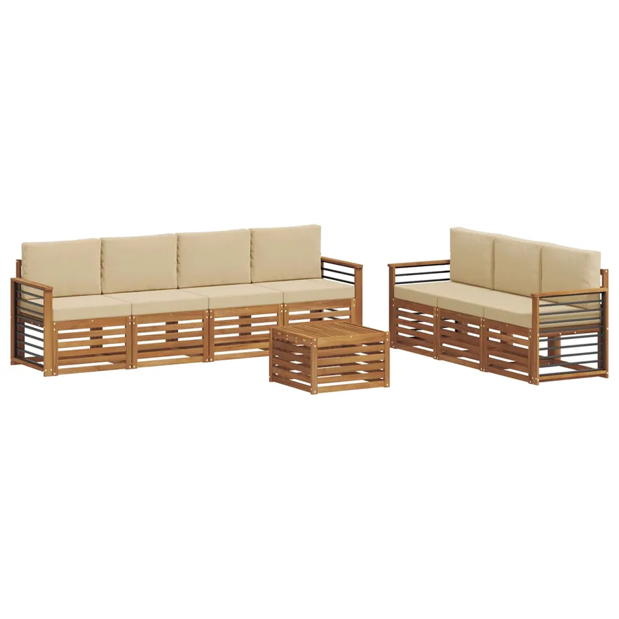 Ensembles de canapés avec coussin 8 pcs Naturel et Beige - 2