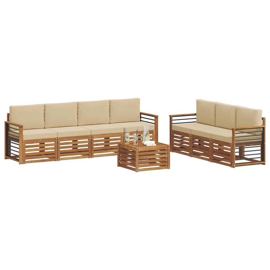 Ensembles de canapés avec coussin 8 pcs Naturel et Beige - 3