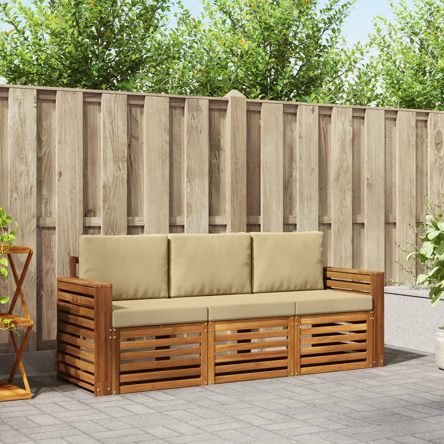 Ensembles de canapés avec coussin 3 pcs Naturel et Beige