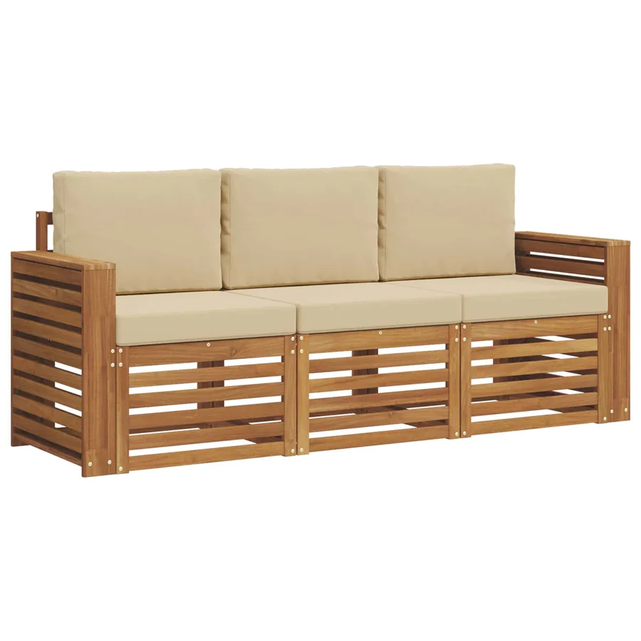 Ensembles de canapés avec coussin 3 pcs Naturel et Beige - 2