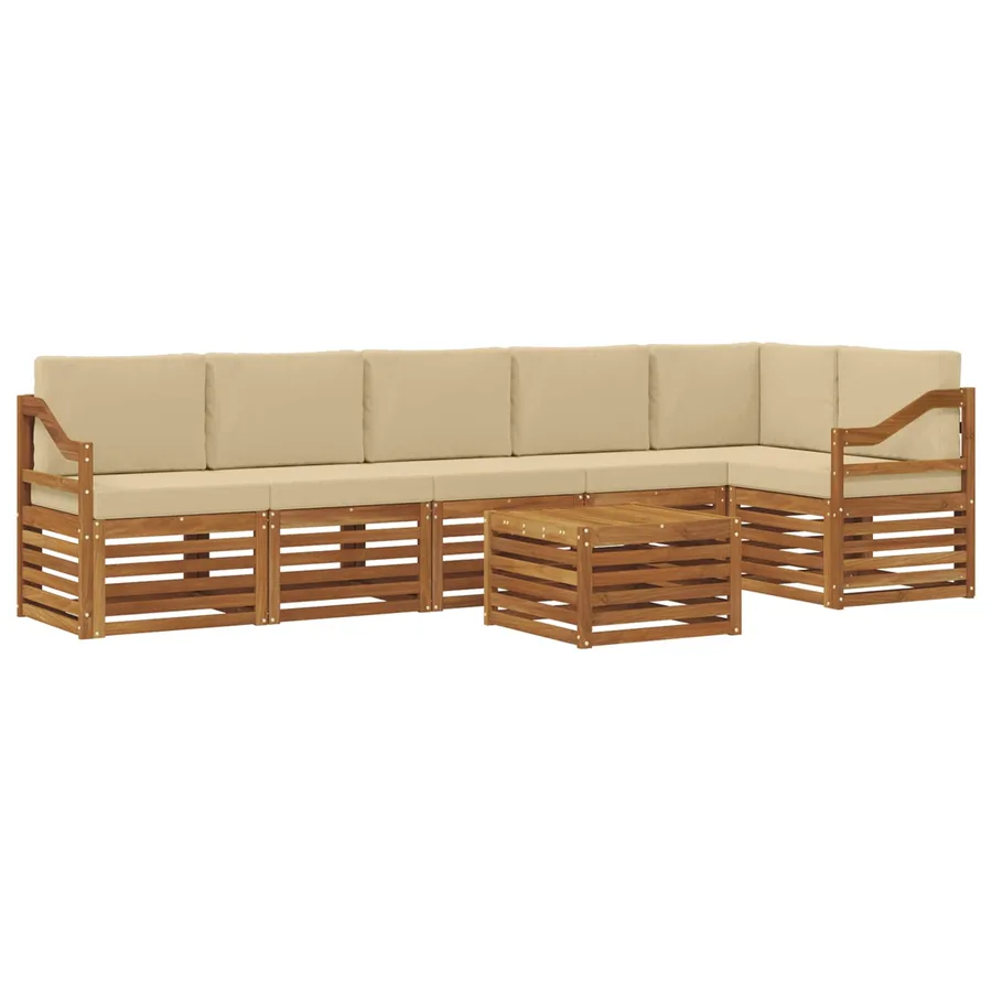 Ensemble de canapé d'angle avec coussin 7 pcs Naturel et Beige - 2