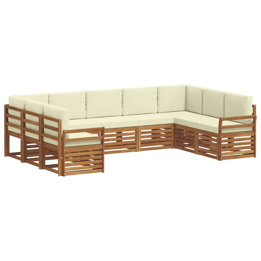 Ensemble de canapé d'angle avec coussin 9 pcs Naturel et Crème - 2