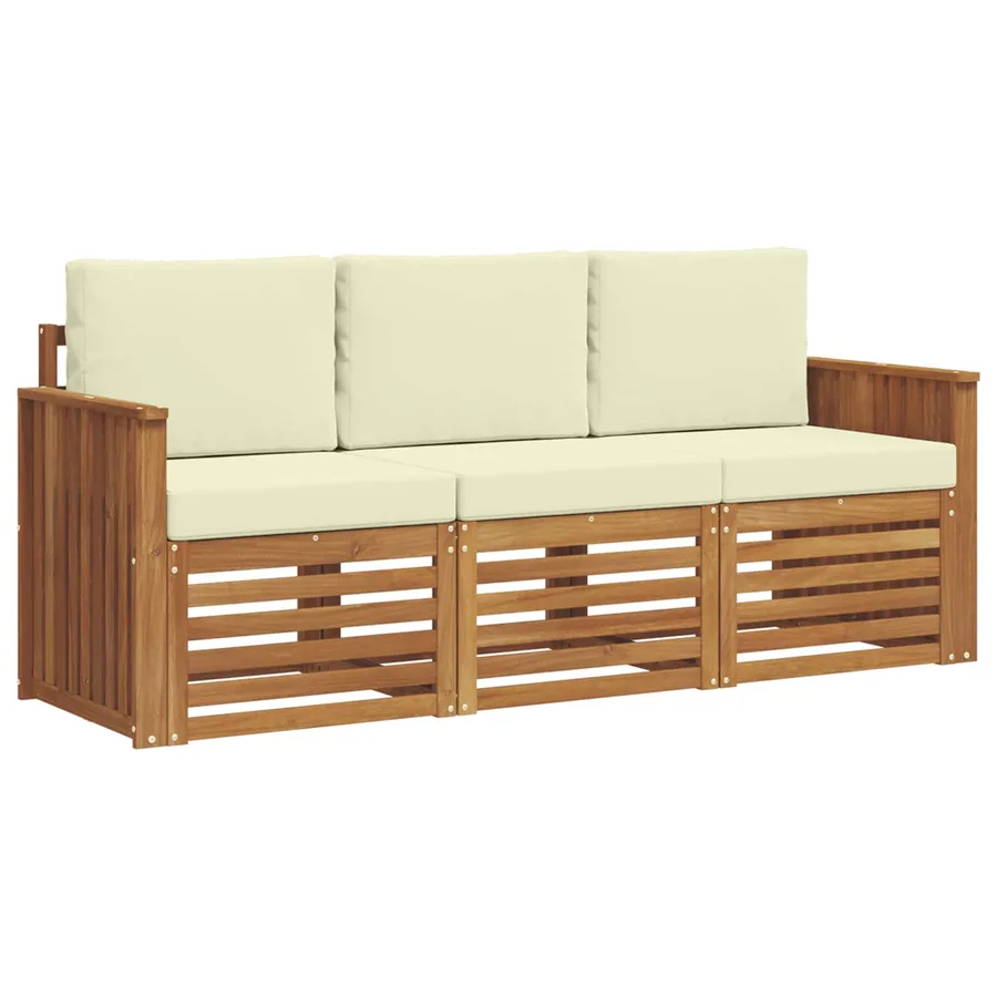 Ensembles de canapés avec coussin 3 pcs Naturel et Crème - 2
