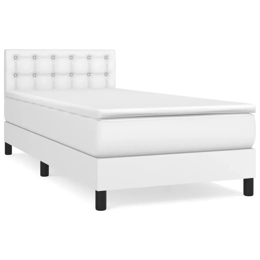 Sommier à lattes de lit avec matelas Blanc 80x200 cm Similicuir - 2