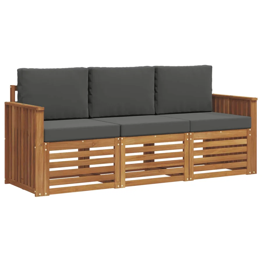 Ensembles de canapés avec coussin 3 pcs Naturel et Anthracite - 2