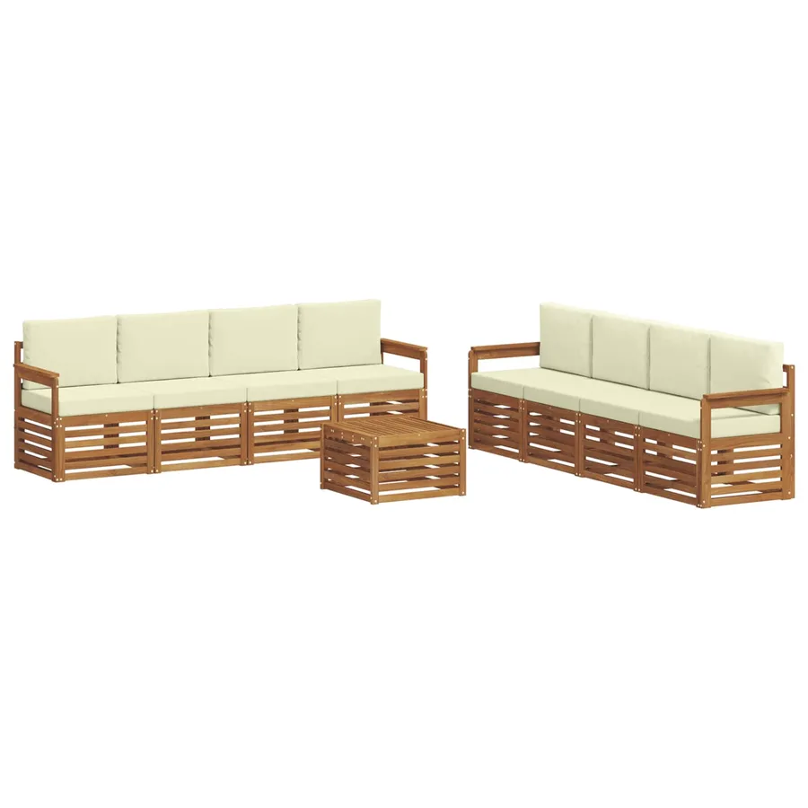 Ensembles de canapés avec coussin 9 pcs Naturel et Crème - 2