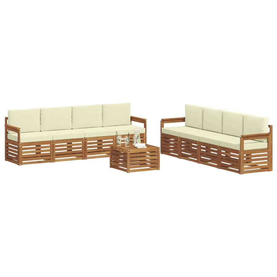 Ensembles de canapés avec coussin 9 pcs Naturel et Crème - 3