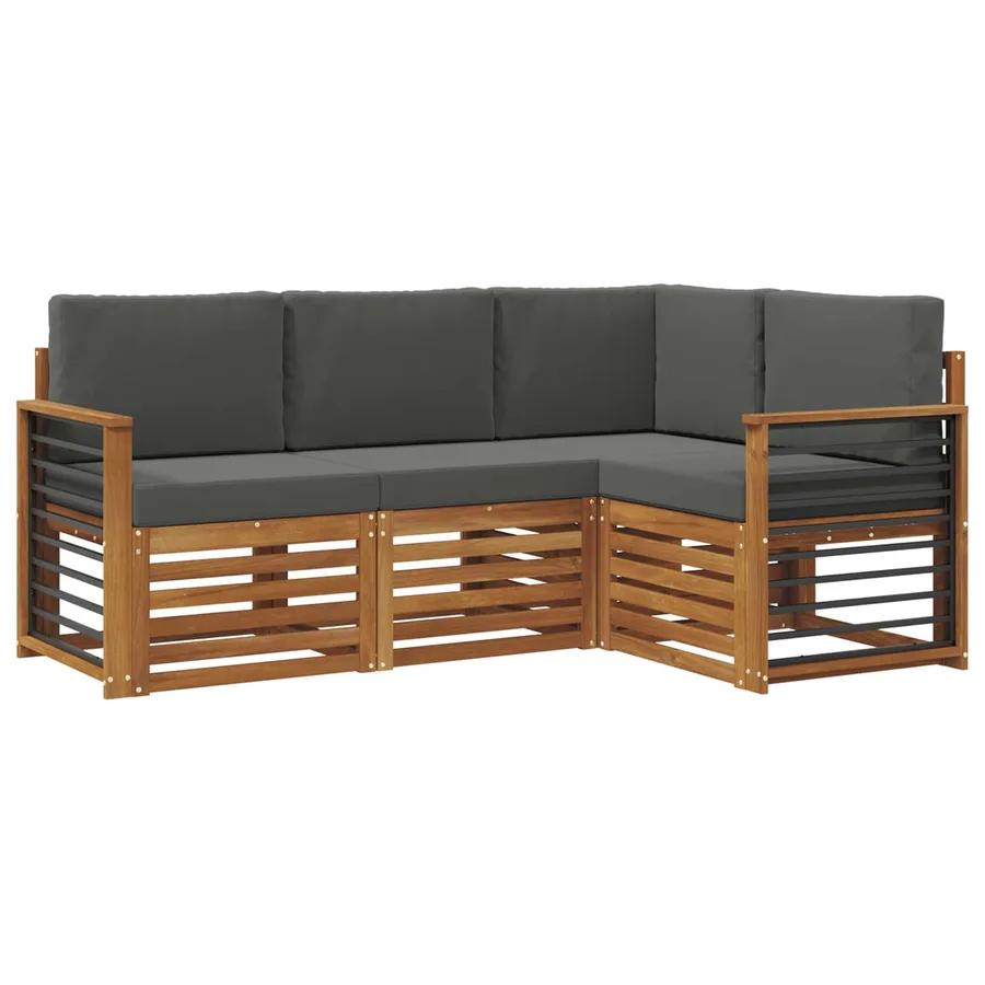 Ensembles de canapés avec coussin 4 pcs Naturel et Anthracite - 2