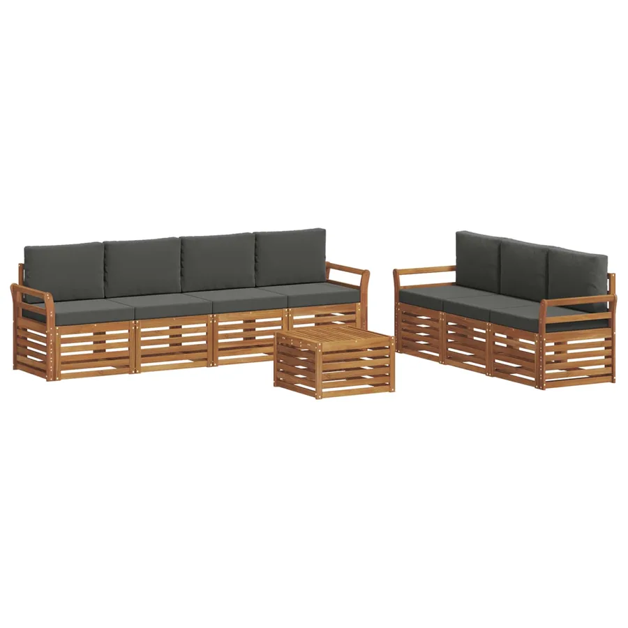 Ensembles de canapés avec coussin 8 pcs Naturel et Anthracite - 2