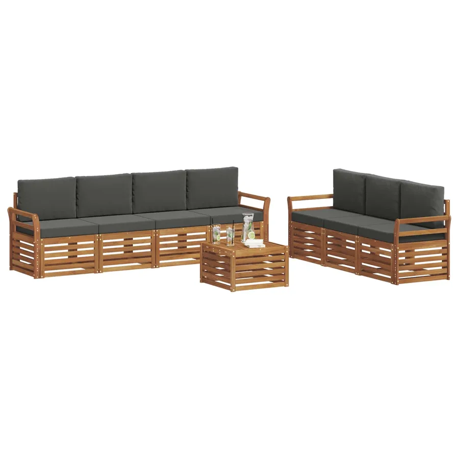 Ensembles de canapés avec coussin 8 pcs Naturel et Anthracite - 3