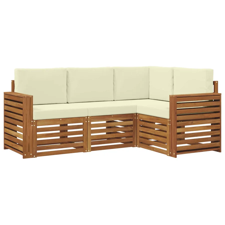 Ensembles de canapés avec coussin 4 pcs Naturel et Crème - 2