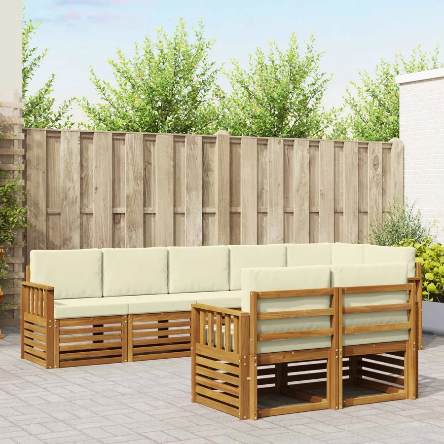 Ensembles de canapés avec coussin 8 pcs Naturel et Crème