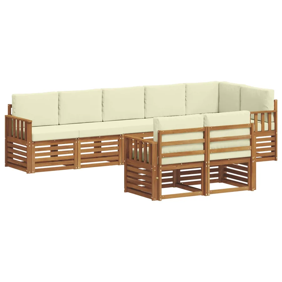 Ensembles de canapés avec coussin 8 pcs Naturel et Crème - 2