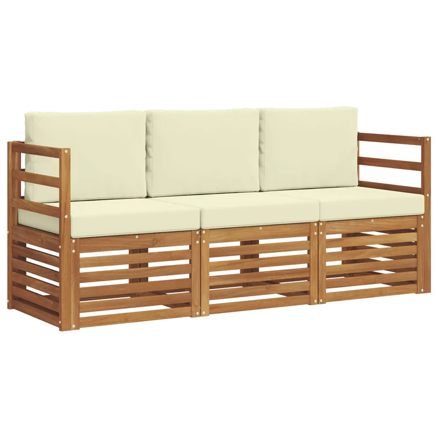 Ensembles de canapés avec coussin 3 pcs Naturel et Crème - 2