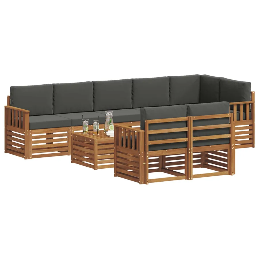 Ensembles de canapés avec coussin 9 pcs Naturel et Anthracite - 3