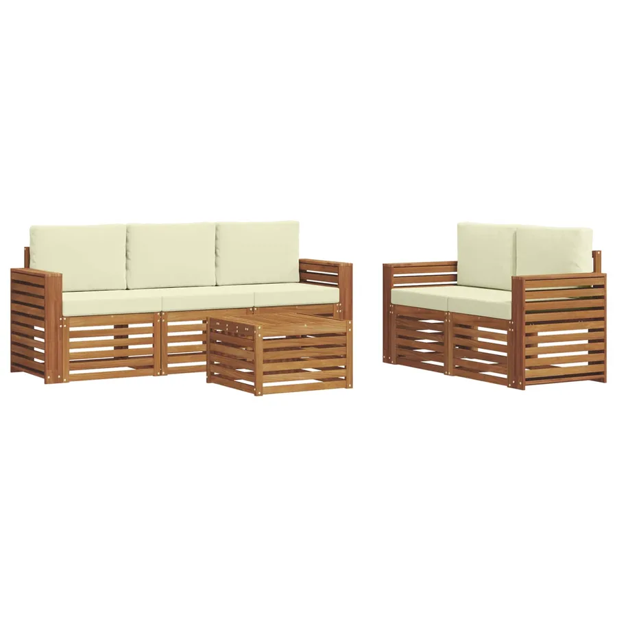 Ensembles de canapés avec coussin 6 pcs Naturel et Crème - 2