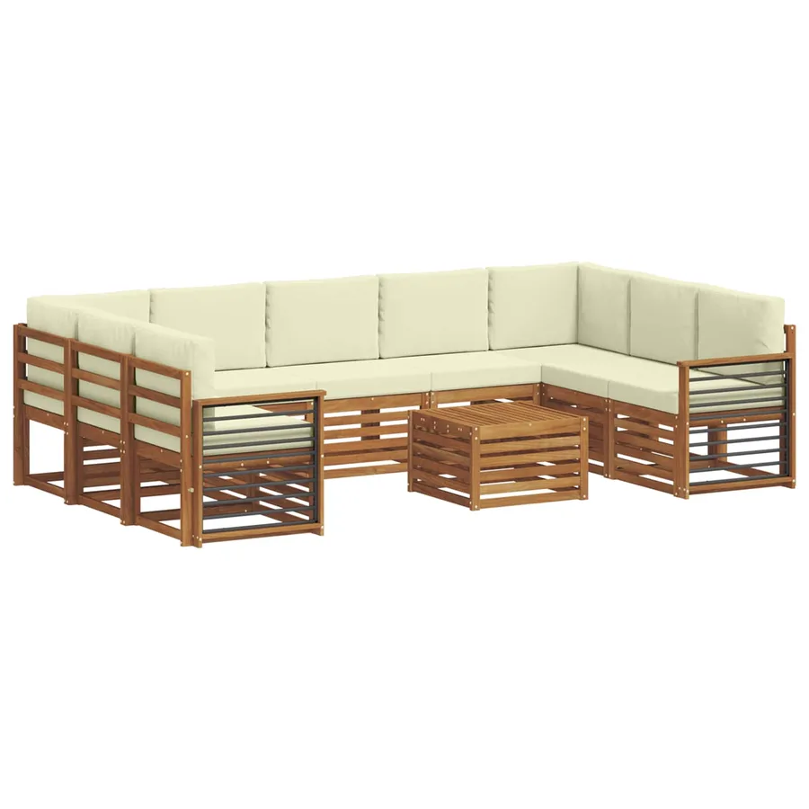 Ensembles de canapés avec coussin 10 pcs Naturel et Crème - 2