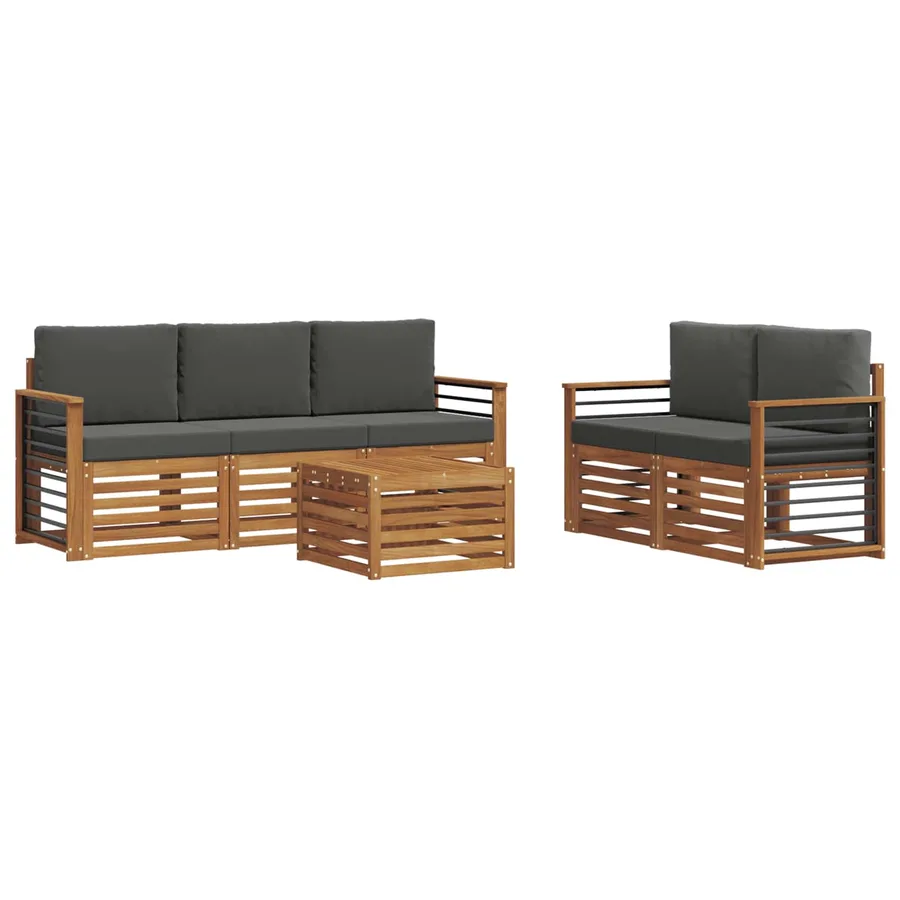 Ensembles de canapés avec coussin 6 pcs Naturel et Anthracite - 2