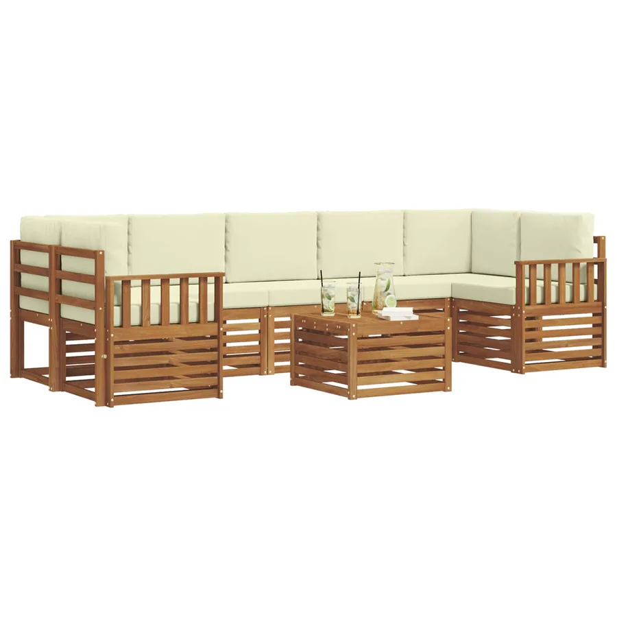 Ensemble de canapés d'extérieur 8 pcs Naturel et Crème - 3