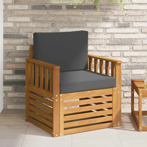 Canapé d’extérieur Bois d'acacia massif et polyester Naturel