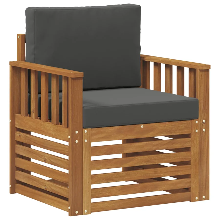 Canapé d’extérieur Bois d'acacia massif et polyester Naturel - 2