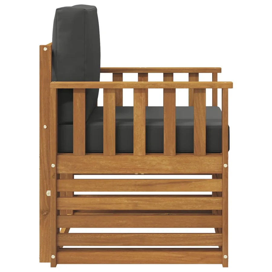 Canapé d’extérieur Bois d'acacia massif et polyester Naturel - 4