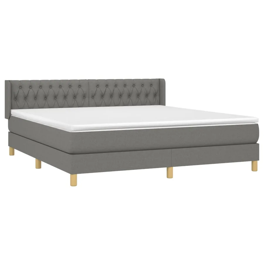 Sommier à lattes de lit avec matelas Gris foncé 180x200cm Tissu - 3