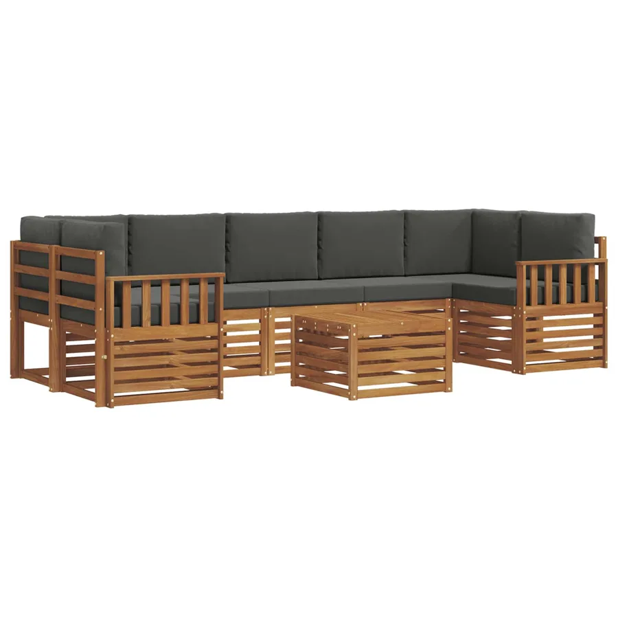 Ensemble de canapés d'extérieur 8 pcs Naturel et Anthracite - 2