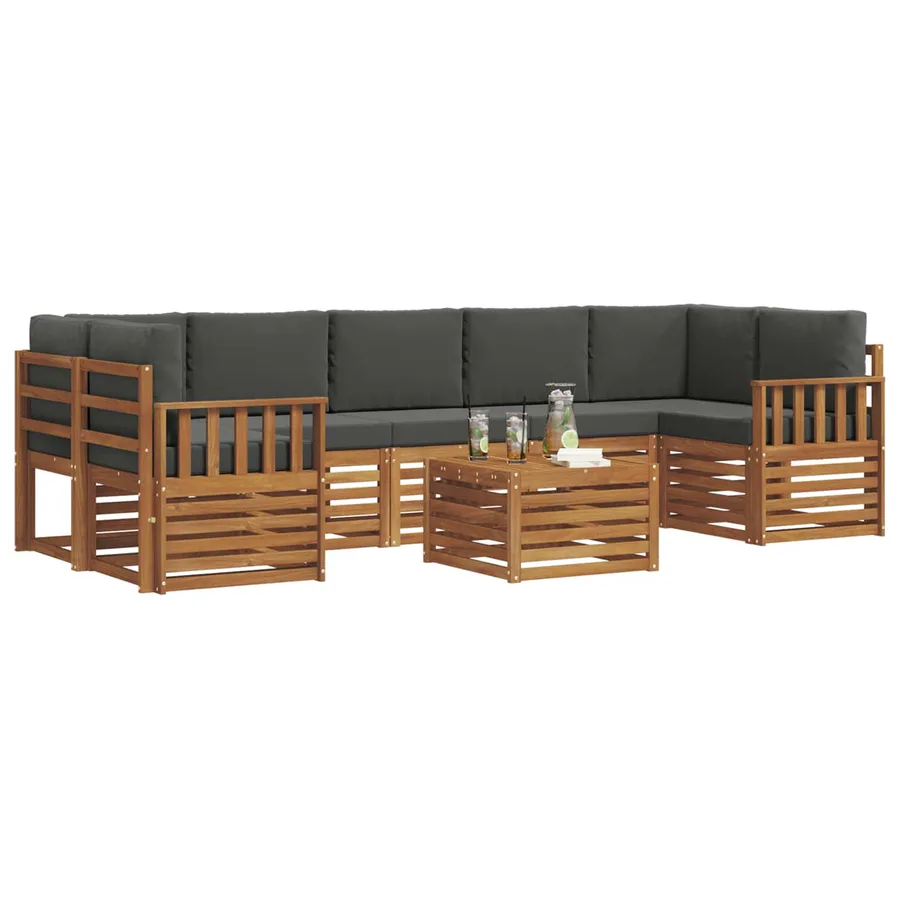 Ensemble de canapés d'extérieur 8 pcs Naturel et Anthracite - 3
