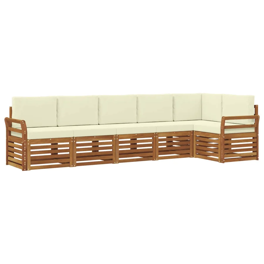 Ensemble de canapé d'angle avec coussin 6 pcs Naturel et Crème - 2