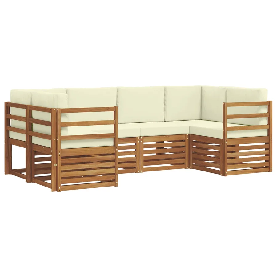 Ensemble de canapé d'angle avec coussin 6 pcs Naturel et Crème - 2