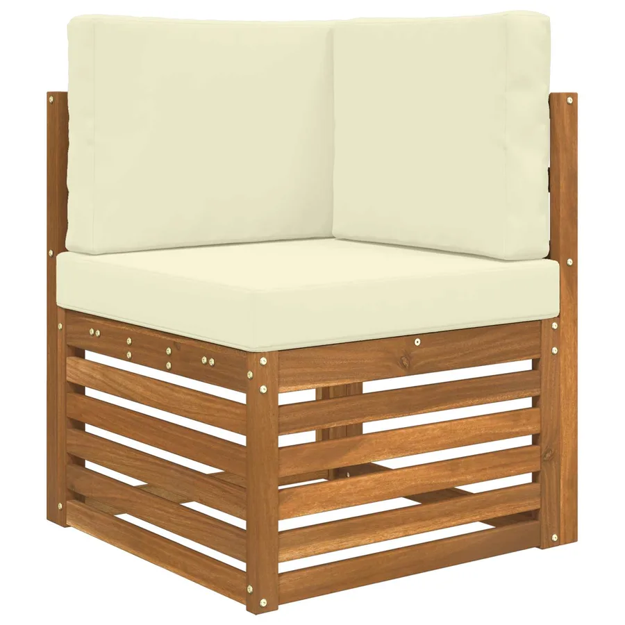 Ensemble de canapé d'angle avec coussin 6 pcs Naturel et Crème - 3