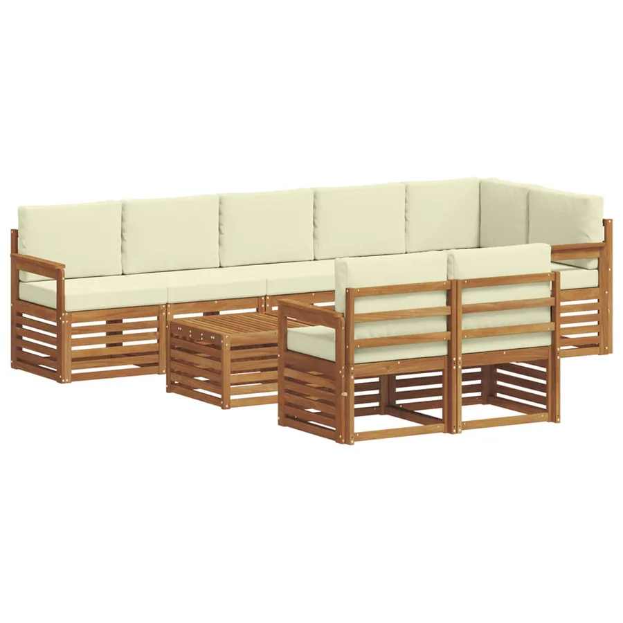 Ensembles de canapés avec coussin 9 pcs Naturel et Crème - 2