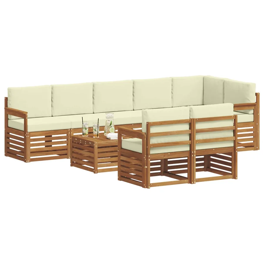 Ensembles de canapés avec coussin 9 pcs Naturel et Crème - 3