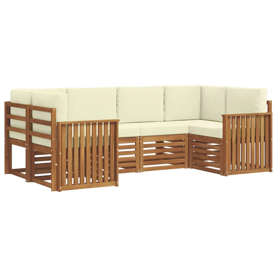 Ensemble de canapé d'angle avec coussin 6 pcs Naturel et Crème - 2