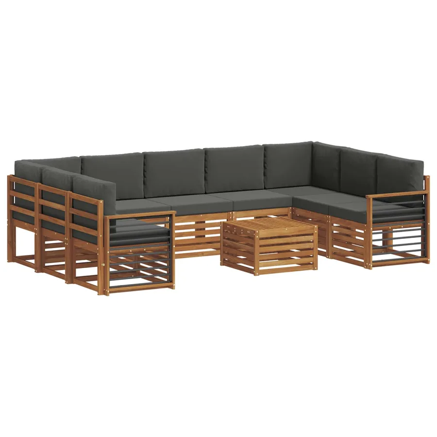 Ensembles de canapés avec coussin 10 pcs Naturel et Anthracite - 2