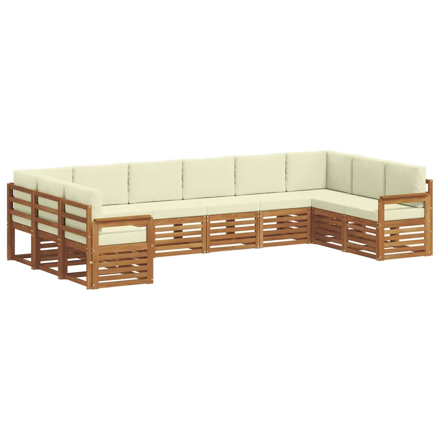 Ensemble de canapé d'angle avec coussin 10 pcs Naturel et Crème - 2