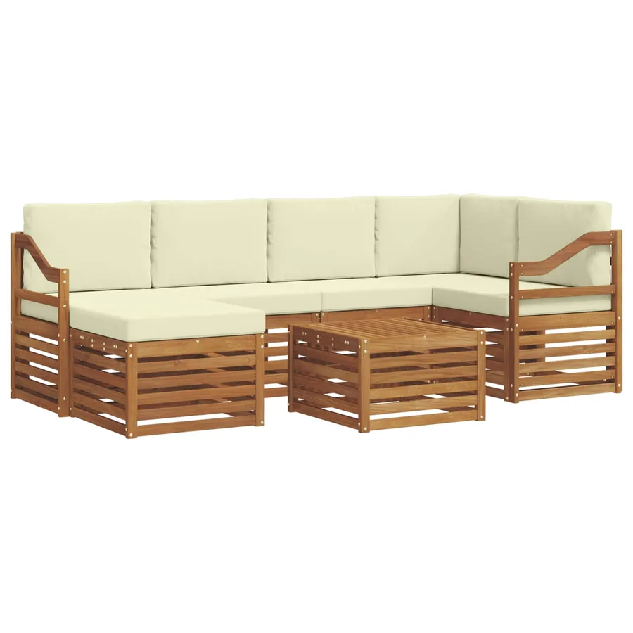Ensemble de canapé d'angle avec coussin 7 pcs Naturel et Crème - 2