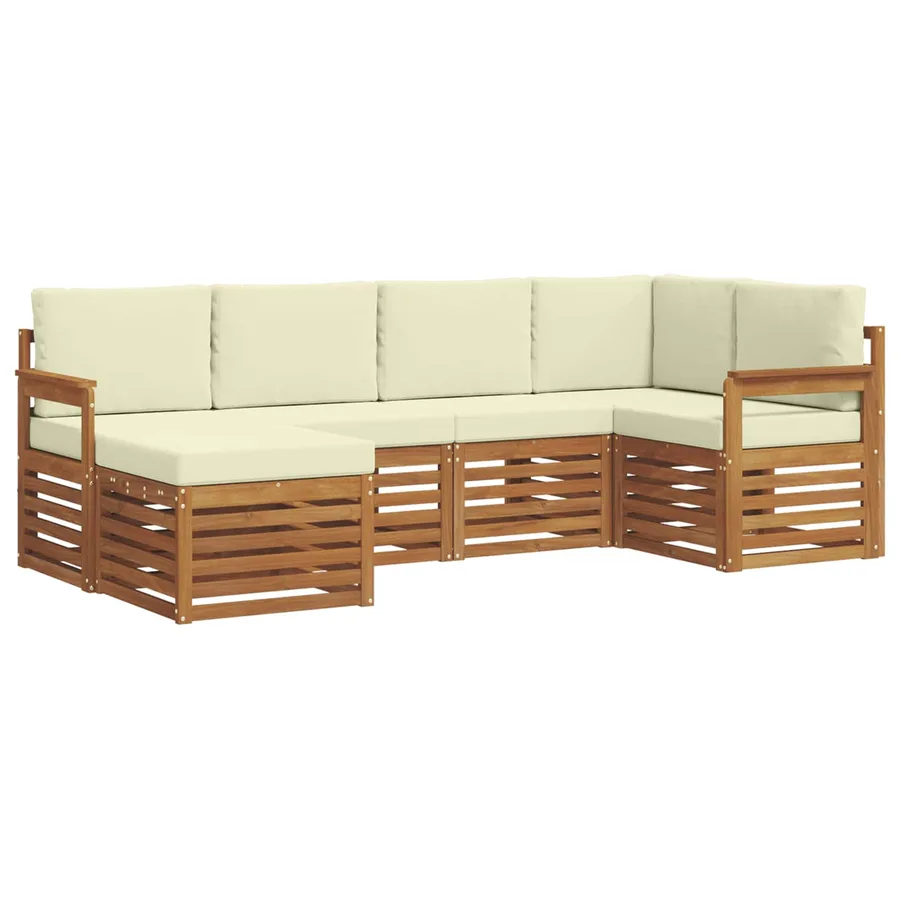 Ensemble de canapé d'angle avec coussin 6 pcs Naturel et Crème - 2