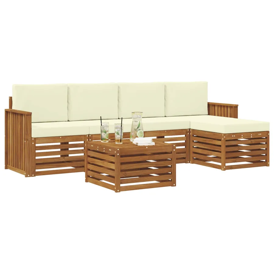 Ensemble de canapés d'extérieur 6 pcs Naturel et Crème - 3