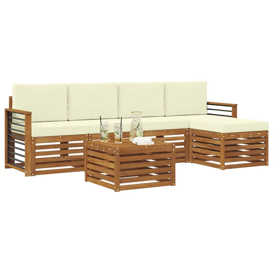 Ensemble de canapés d'extérieur 6 pcs Naturel et Crème - 3