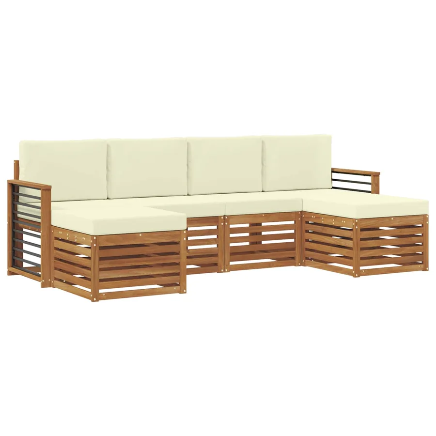 Ensembles de canapés avec coussin 6 pcs Naturel et Crème - 2