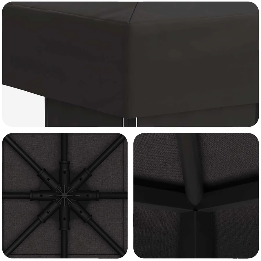 Pavillon 3 x 3 m Anthracite Polyester et Acier 190 gsm - 5