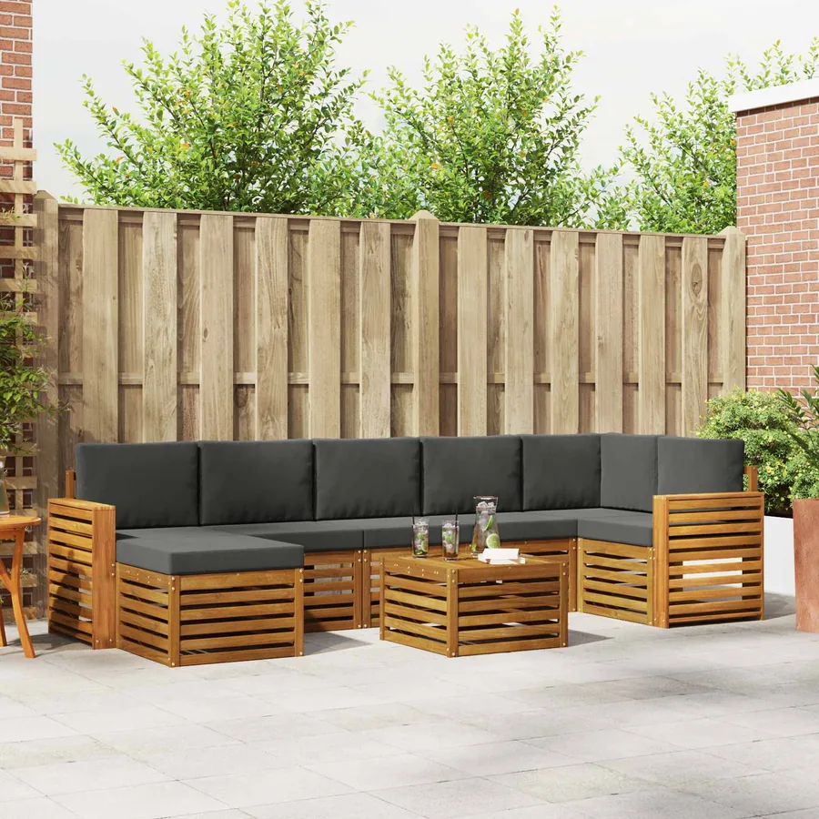 Ensemble de canapés d'extérieur 8 pcs Naturel et Anthracite