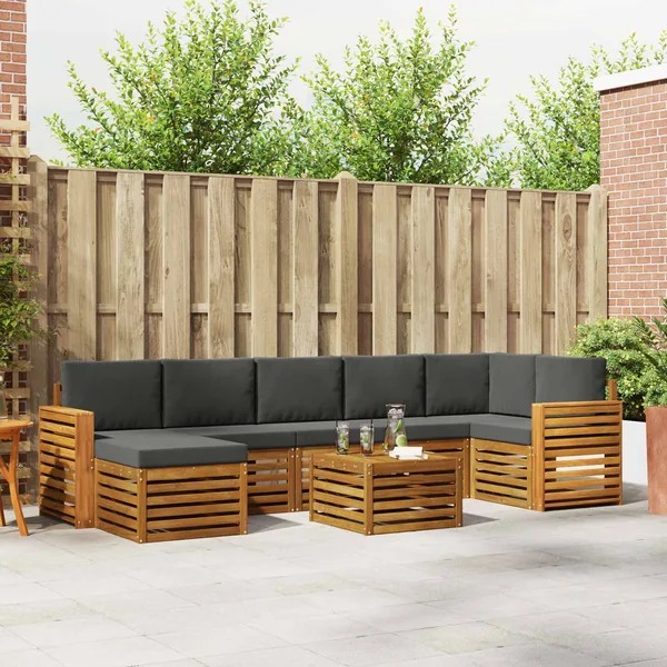 Ensemble de canapés d'extérieur 8 pcs Naturel et Anthracite