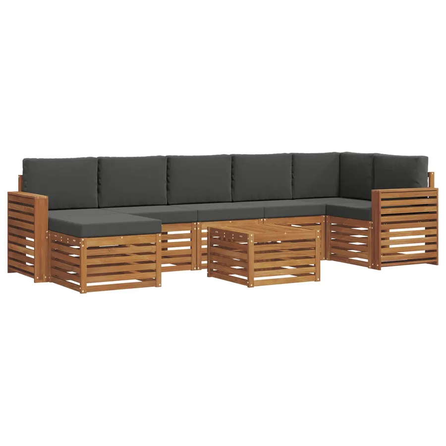 Ensemble de canapés d'extérieur 8 pcs Naturel et Anthracite - 2