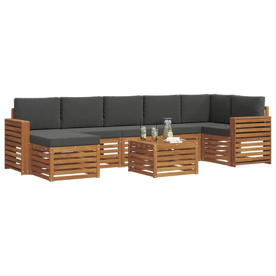 Ensemble de canapés d'extérieur 8 pcs Naturel et Anthracite - 3