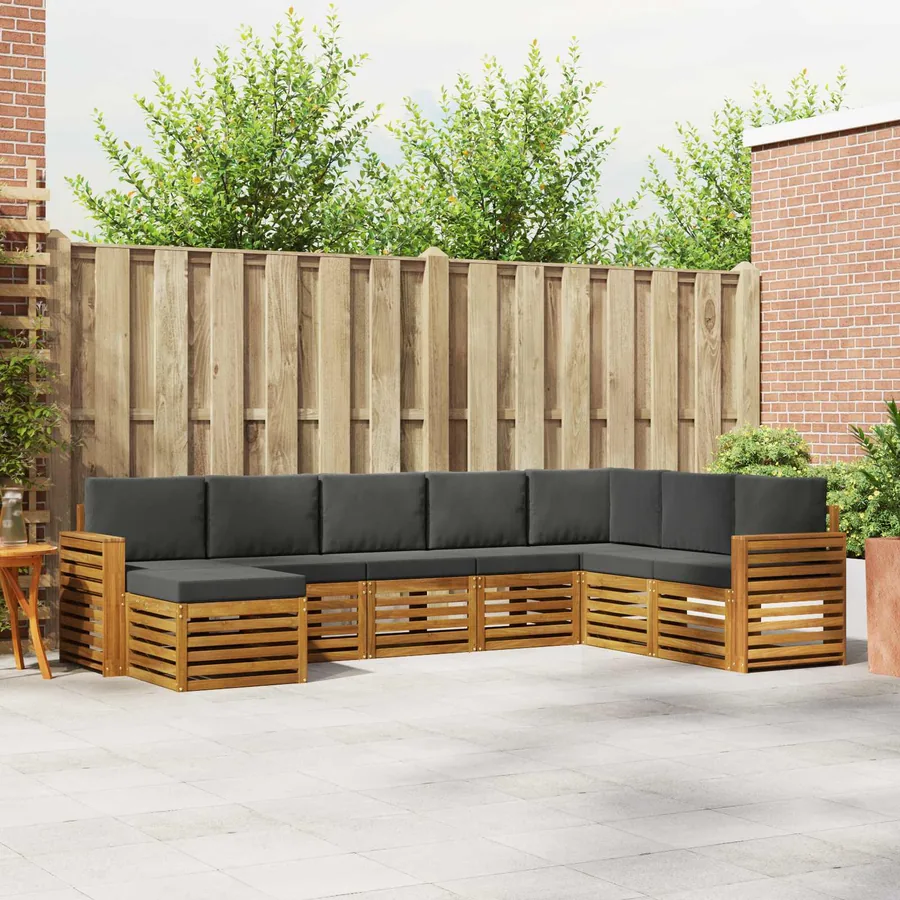 Ensemble de canapés d'extérieur 8 pcs Naturel et Anthracite
